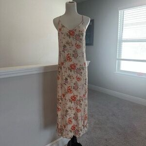American Eagle Outfitters Floral Midi Dress - Cream and Orange